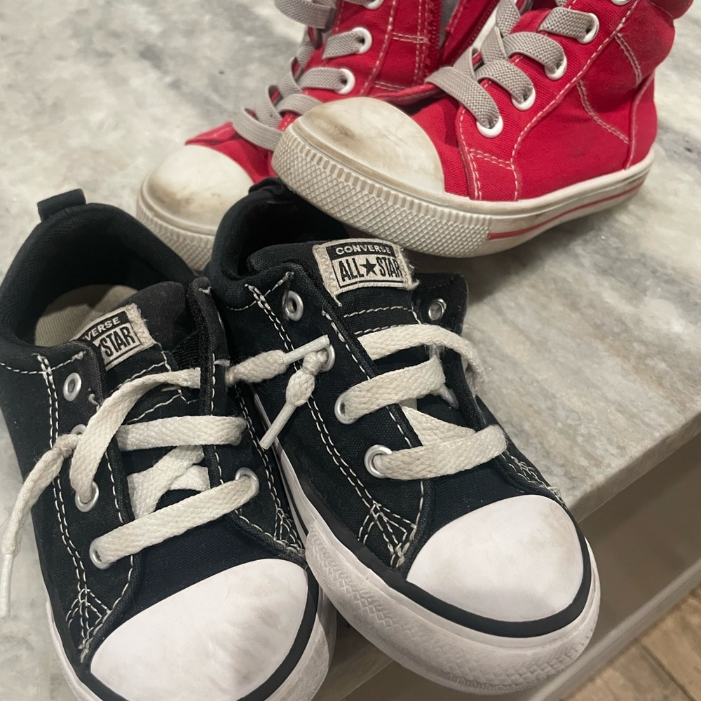 Converse Kids' Black and Pink Sneakers